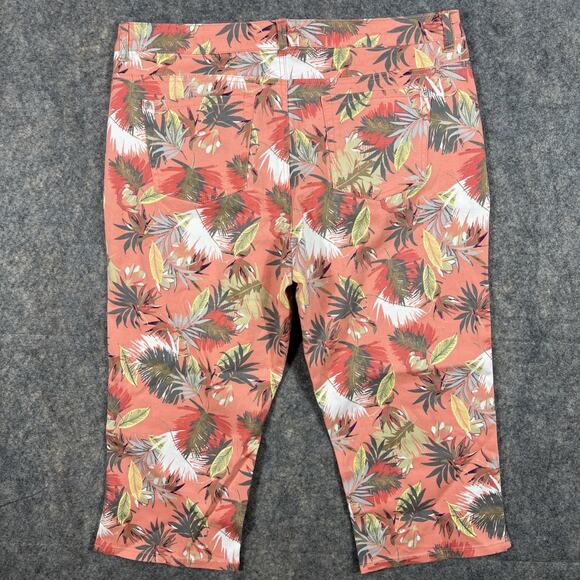 OSO Casuals Pants Women’s‎ 16 Peach Floral Flat Front Straight Leg Basic NWOT - Picture 7 of 9